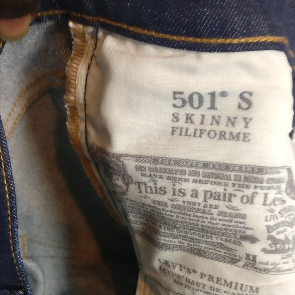 Levi's 501S Premium Button Fly Skinny Jean in DARK HORIZONS 25w/Measurements - Picture 12 of 14